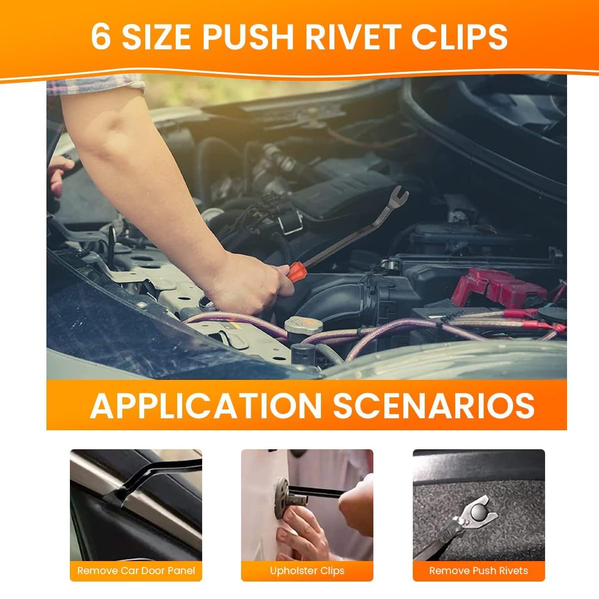 UCRAVO Car Bumper Repair Tool Kit 100 PCS Universal Car Bumper Clips,Door Trim Panel Retainer Clip,Plastic Rivets Push Fasteners with Fastener Remover Tools Interior Exterior Panel Fixing Repair Kits