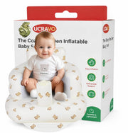 UCRAVO Baby Inflatable Sofa Seat for Sitting Practice Infant Support Chair with Backrest, Arm & Safety Bumper | Soft Air Filled Baby Floor Seat for 3–12 Months | Portable Baby Sitting Training Chair