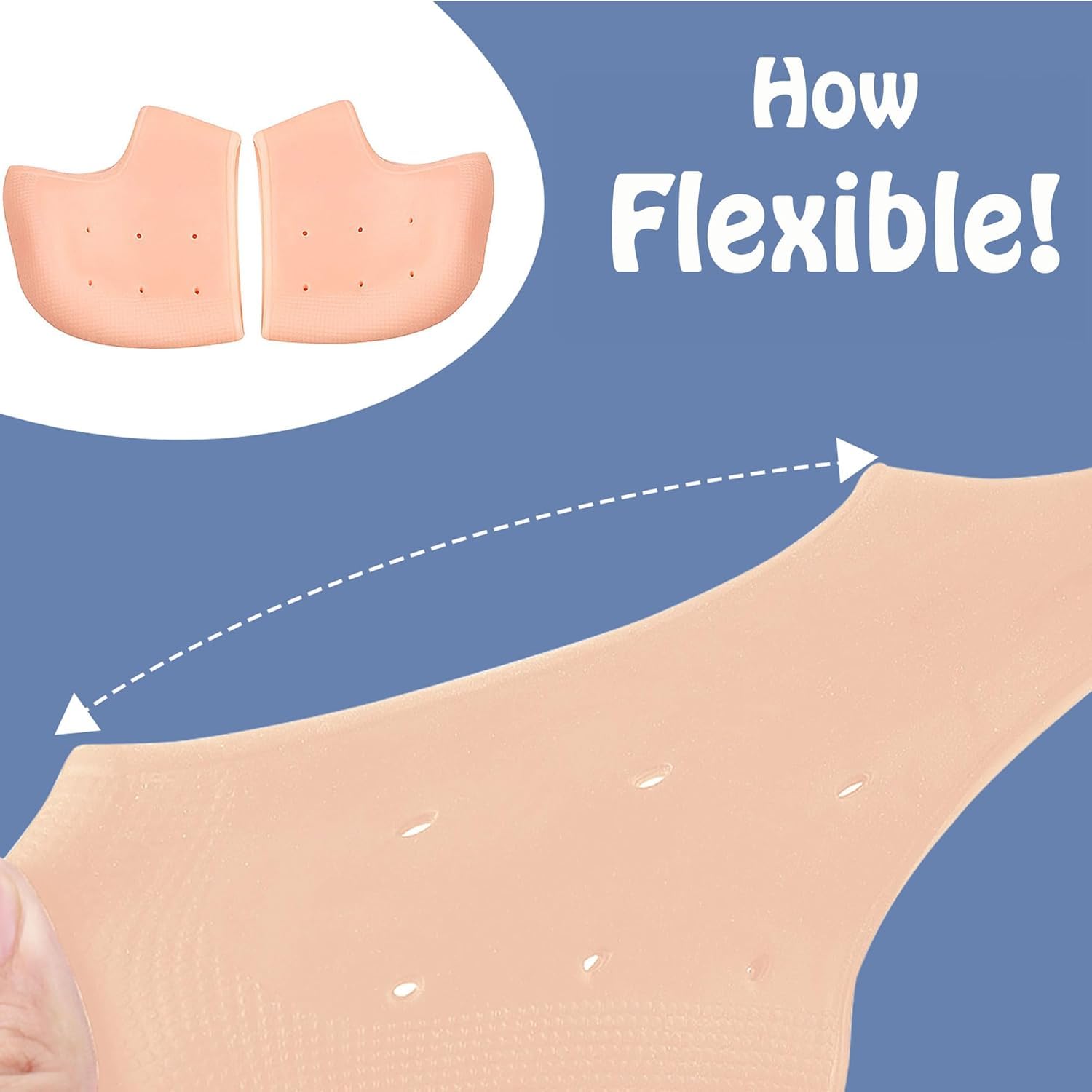 UCRAVO Silicone Heel Protectors, 1 Pair Gel Heel Cushions for Dry Cracked Heels, Plantar Fasciitis & Pain Relief, Breathable Reusable Moisturizing Heel Sleeves for Men & Women for Foot Care