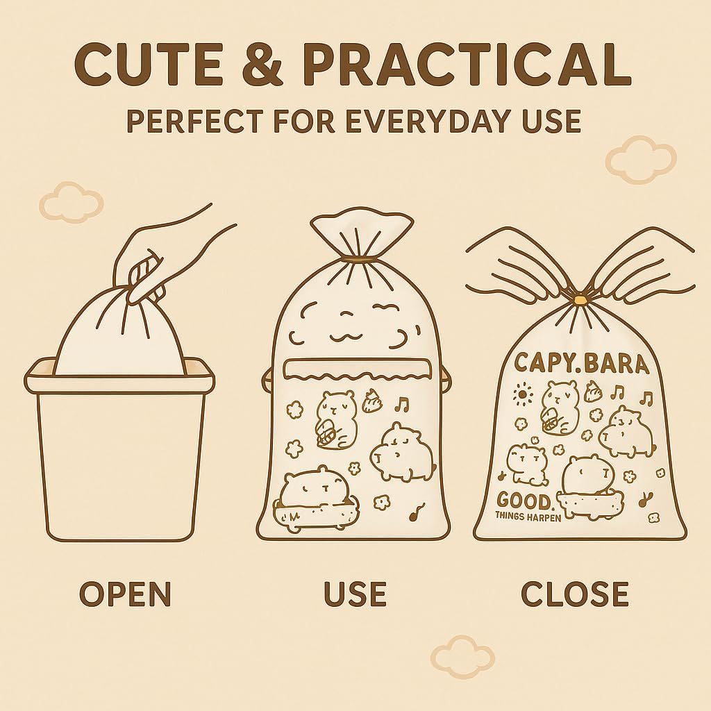 UCRAVO Capybara Garbage Bags Roll Pack of 4 (160 Bags Total) | Heavy Duty Dustbin Bags for Kitchen, Bathroom, Office | Leak Proof & Tear Resistant Garbage Bags for Wet & Dry Waste