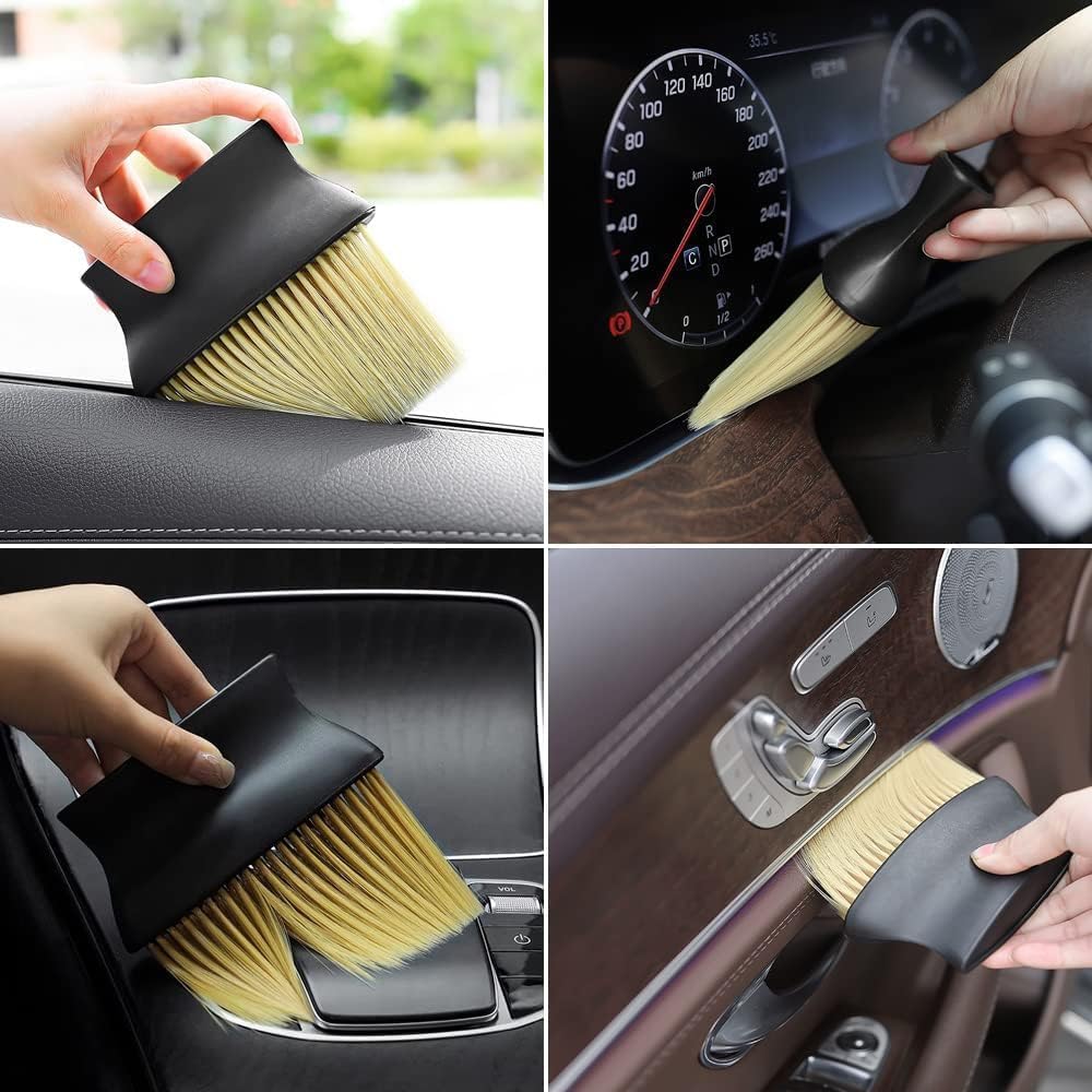 UCRAVO 4 PCS Microfiber Car Duster Kit for Interior & Exterior Cleaning | Scratch & Lint Free Pollen Remover | Extendable Long Handle Duster for Car, Motorcycle & Home | Professional Detailing Tool