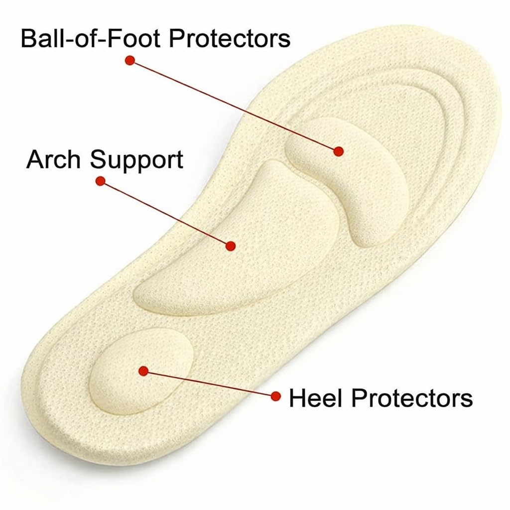 UCRAVO Beige Orthopedic Shoe Insoles for Men & Women Shock Absorbing Arch Support Inserts for Plantar Fasciitis,Flat Feet, Heel Pain & Foot Pain Relief | Breathable Cushioned Everyday Comfort Insoles