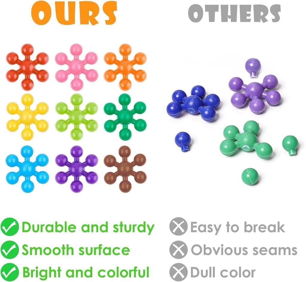 UCRAVO 25 Pcs Star Links Building Blocks Discs Set Interlocking Solid Plastic Building Blocks Set Stem Educational Toy for Kids Safe Learning Promotes Fine Motor Skills Sensory Development