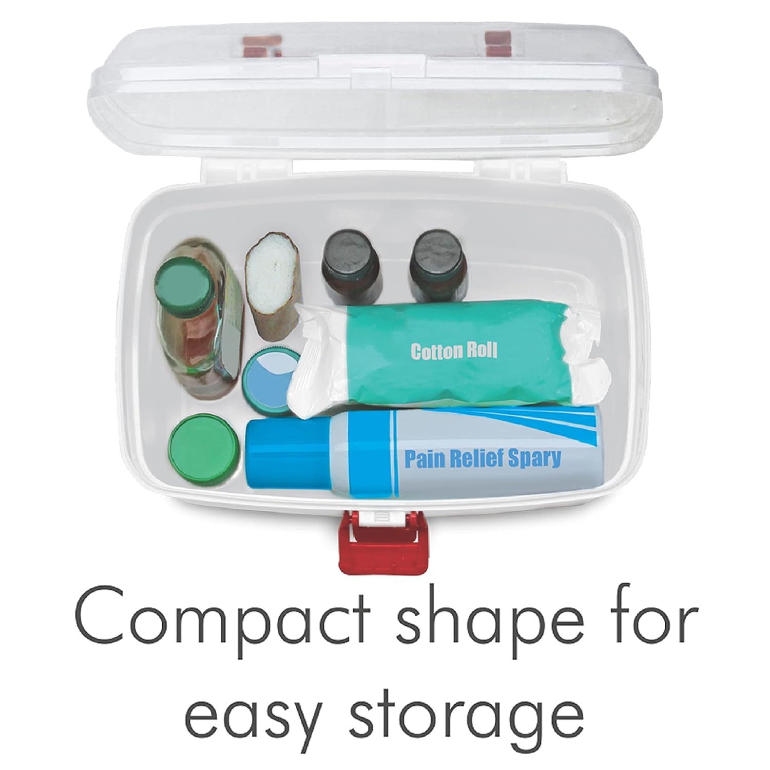 UCRAVO Medical Box, First Aid Empty Medicine Storage Box | Organizer | Attached Handle | Family Emergency Kit | Detachable Tray | Easily Accessible with a Transparent Lockable Lid (WHITE)