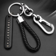 UCRAVO Car Keychain Pendant Number Plate Leather Rope Key Ring Keychain Accessories Fashion Car Accessories Suitable for Car Keychain Anti-Lost Phone Number Plate Braided Rope Pendant Men, Women