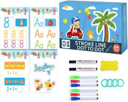 UCRAVO 64 Pcs Reusable Preschool Writing Practice Kit for Kids Montessori Learning Flash Cards,Alphabet Number Tracing,Wipe Clean Educational Toy,Early Math,Drawing Activity for Toddler,Homeschooling