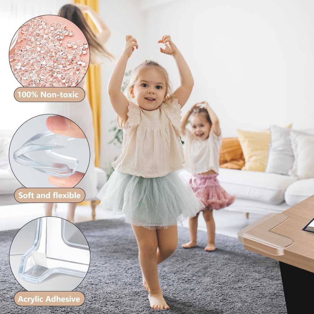 UCRAVO 8 pcs Brown Baby Safety Table Corner Protectors, Furniture Corner and Edge Safety Bumpers, Soft Rubber Foam Cushion Covers, 3M Taped Corner Guards, Baby Child Proofing Pads Rubber Corners