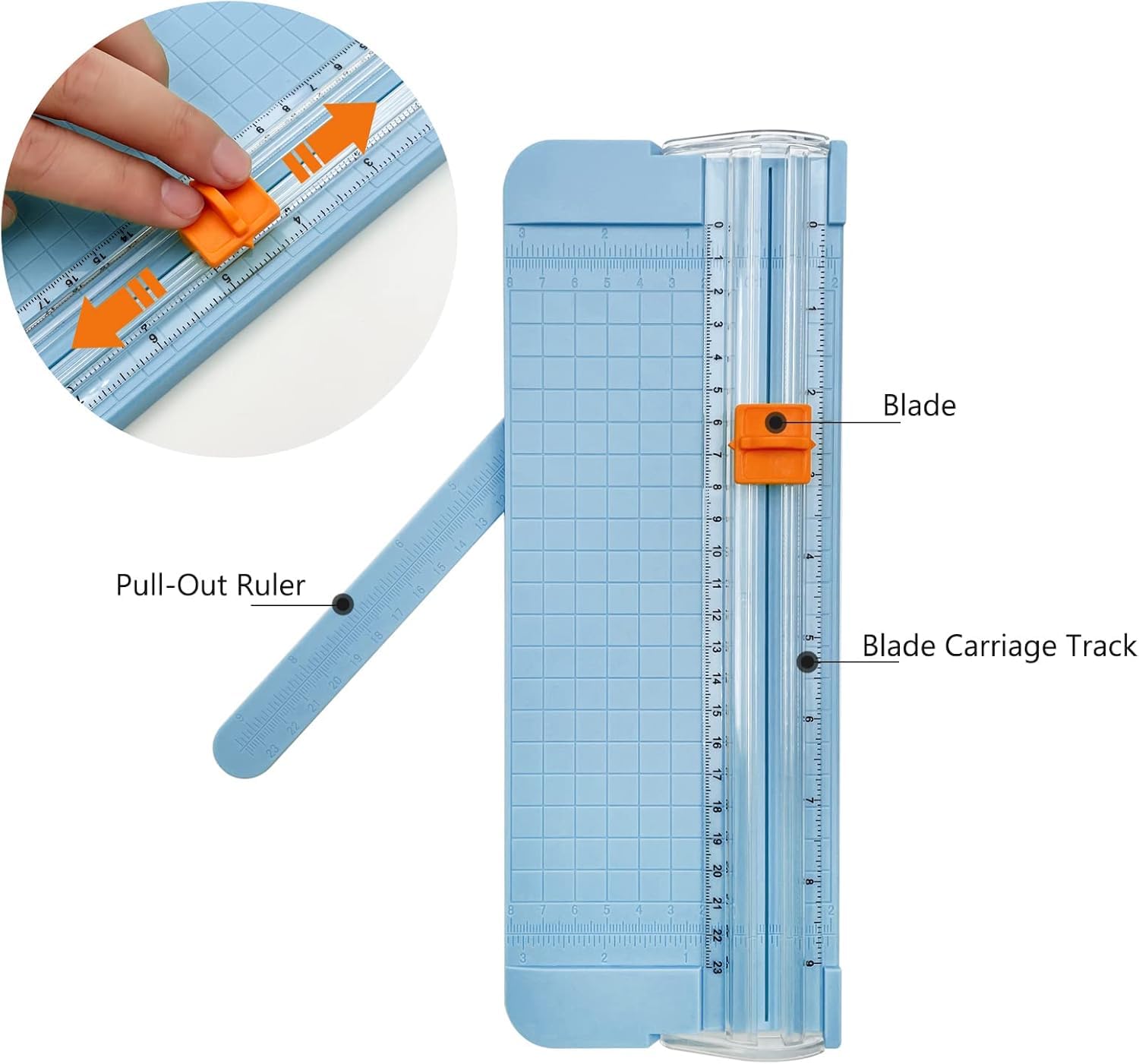 UCRAVO Small Guillotine Paper Cutter – Cute Portable Paper Trimmer with Automatic Safety Blade & Ruler Grid | A4 Precision Cutting Board for Scrapbooking, Photos, Labels, Coupons & Office Craft Use