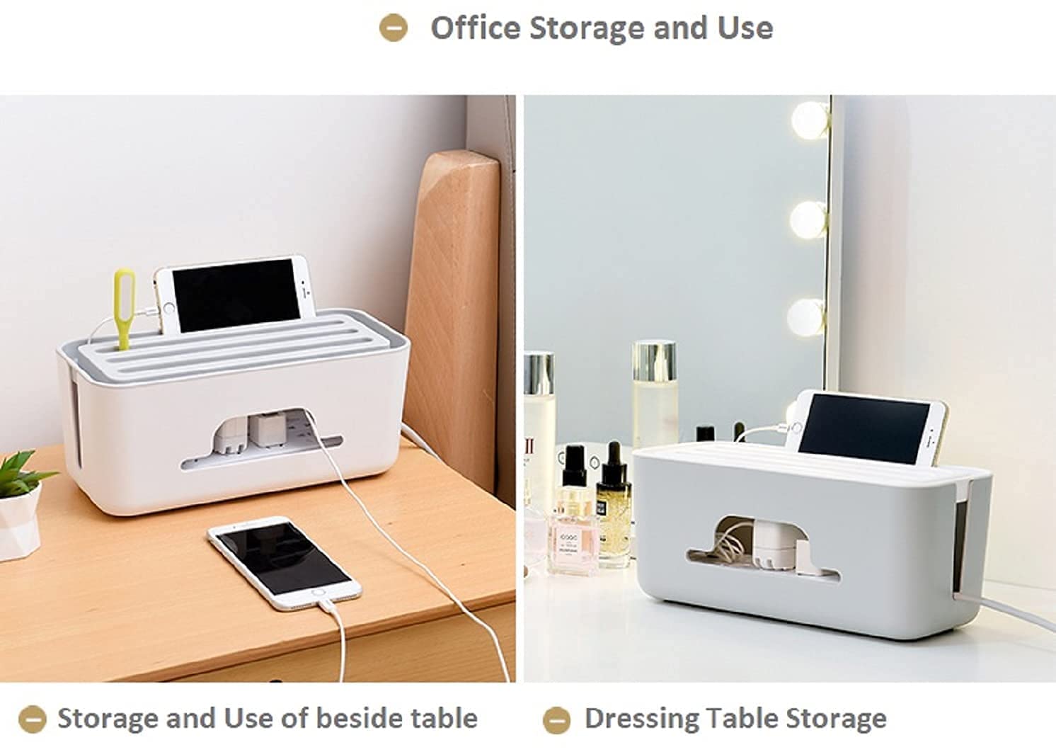 UCRAVO Cable Management Box with Mobile Stand - Power Strip, Cords, Wires | Surge Protector Hiding Cover Organizer for desk Management Box with Mobile Stand Hiding Cover Organizer for Home, Office