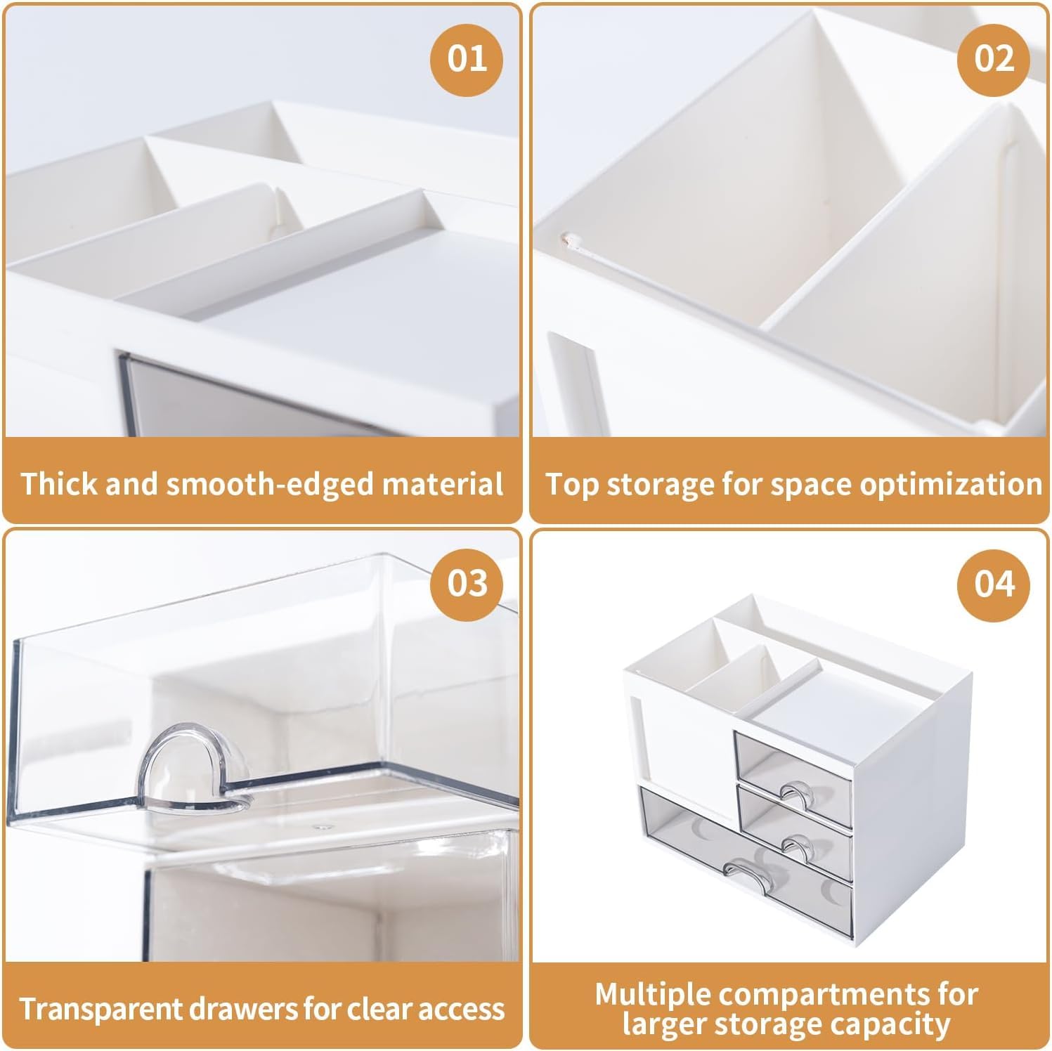 UCRAVO Pink Desk Organizer with Drawers for Office, Study Table, Home Multi-Functional Table Organizer for Stationery, Pens, Markers, Sticky Notes, Files Desktop Storage Box for Students & Office Use