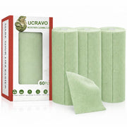 UCRAVO 3 Roll 60pcs Pastel Green Microfiber Cleaning Cloth Roll - Reusable Kitchen Towel Roll | Micro Fiber Cloth for Car Cleaning & Home | High Absorbent Kitchen Cloth for Cleaning Lint Free Wipes