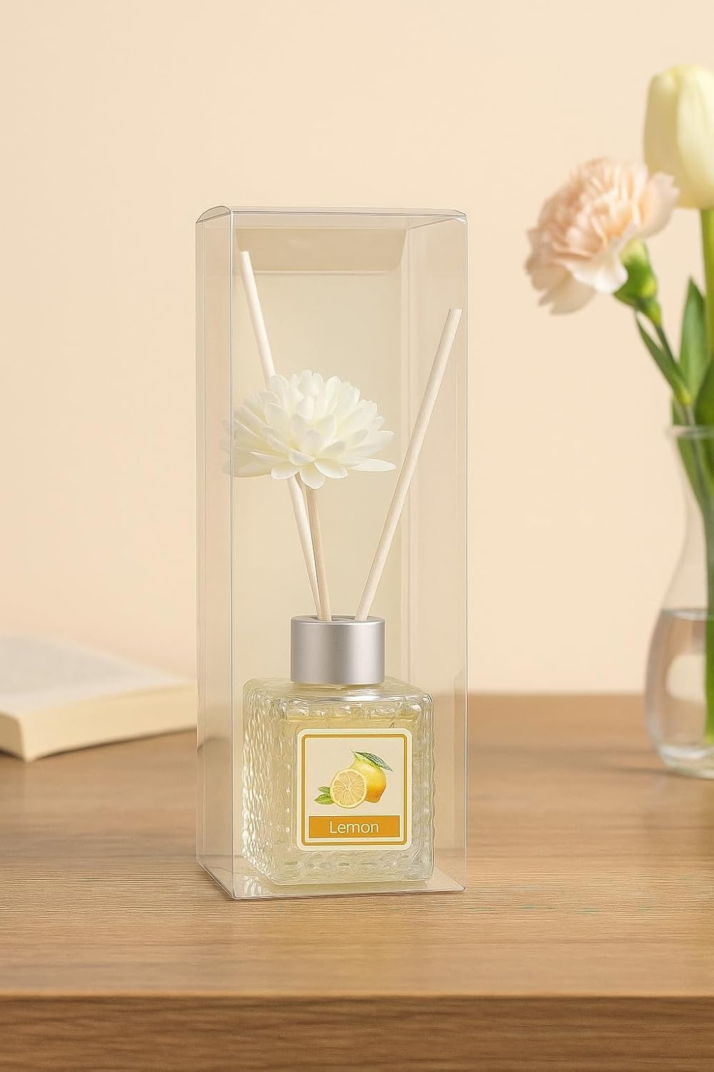 UCRAVO Lavender & Lemon Reed Diffuser Combo Set Relaxing Floral & Fresh Citrus Home Fragrance with Decorative Flower Reeds Long Lasting Air Freshener for Bedroom, Living Area, Bathroom, Office & Spa