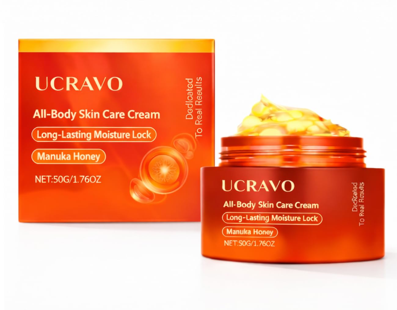 UCRAVO Hydrating Face & Body Cream with Hyaluronic Acid, Tea Tree Oil, Vitamin E & Honey | Nourishing Moisturizer for Dry Skin | Anti-Wrinkle, Brightening & Smoothing Formula for All Skin Types