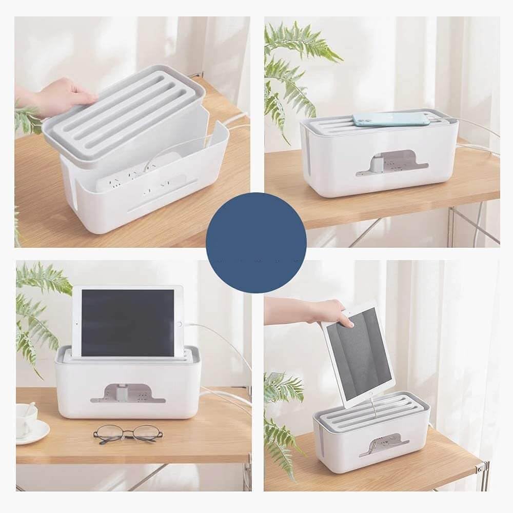 UCRAVO Cable Management Box with Mobile Stand - Power Strip, Cords, Wires | Surge Protector Hiding Cover Organizer for desk Management Box with Mobile Stand Hiding Cover Organizer for Home, Office