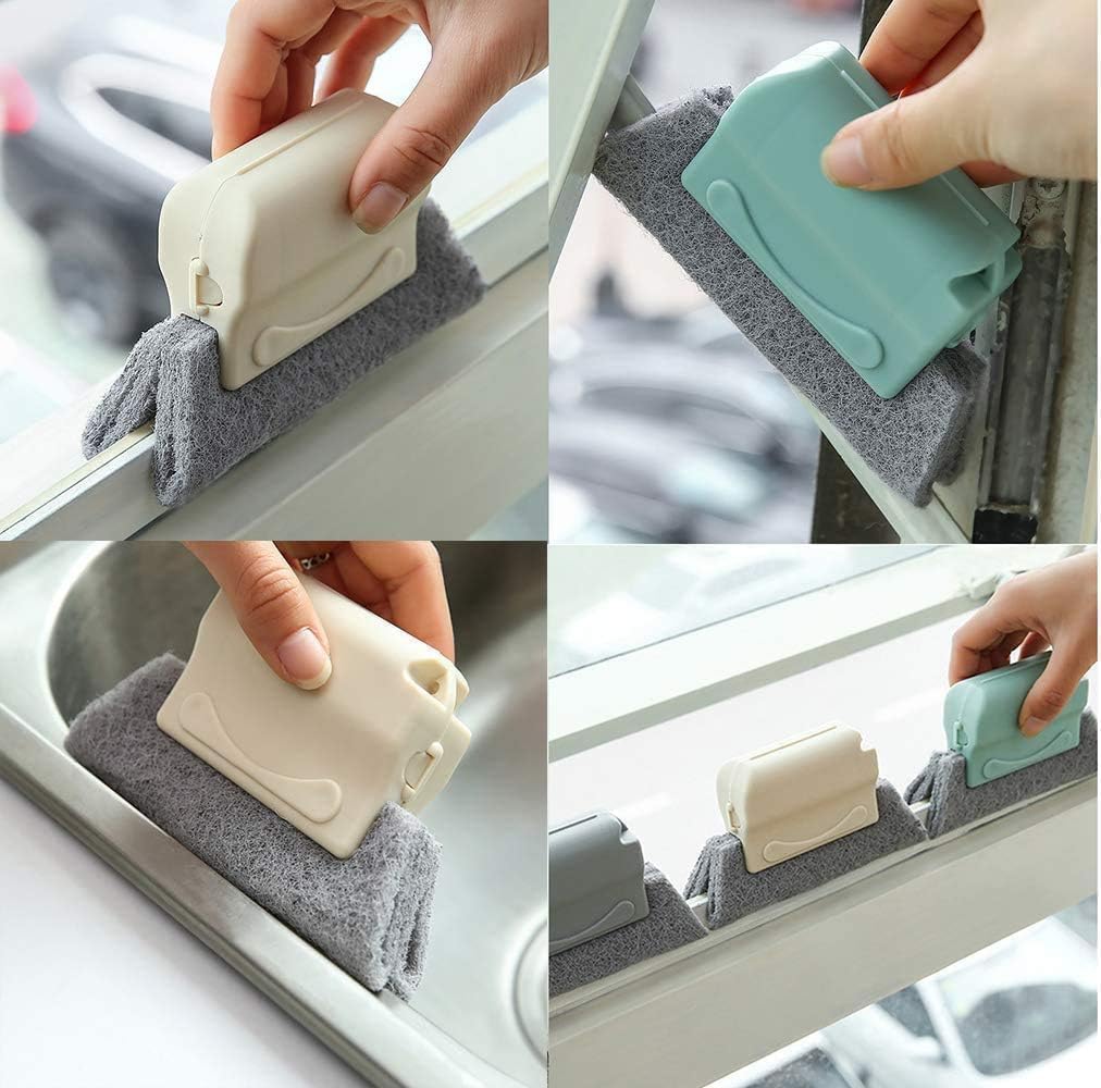 UCRAVO 2 in 1 Multifunctional Groove Cleaning Brush with Scraper – Window Track Cleaning Tool, Keyboard Brush, Kitchen Slit Cleaner, Door Gap Dust Remover for Household Cleaning
