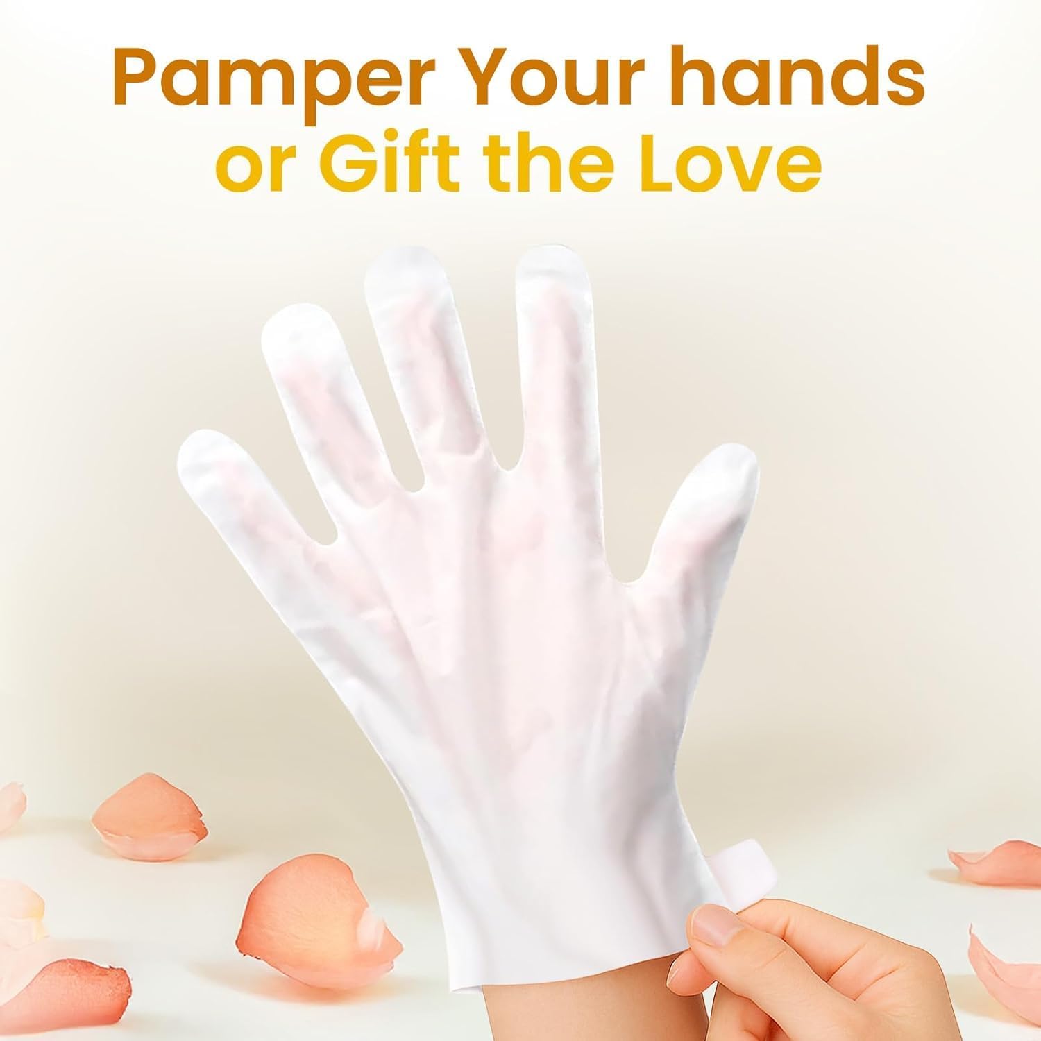 UCRAVO Coconut Oil Hand Mask Gloves - 2 Pair Deep Hydration & Moisture for Dry Hands Nails & Cuticles | Softening Spa Glove Treatment for Even Skin Tone | Lasting Care Moisturizing Hand Repair Mask