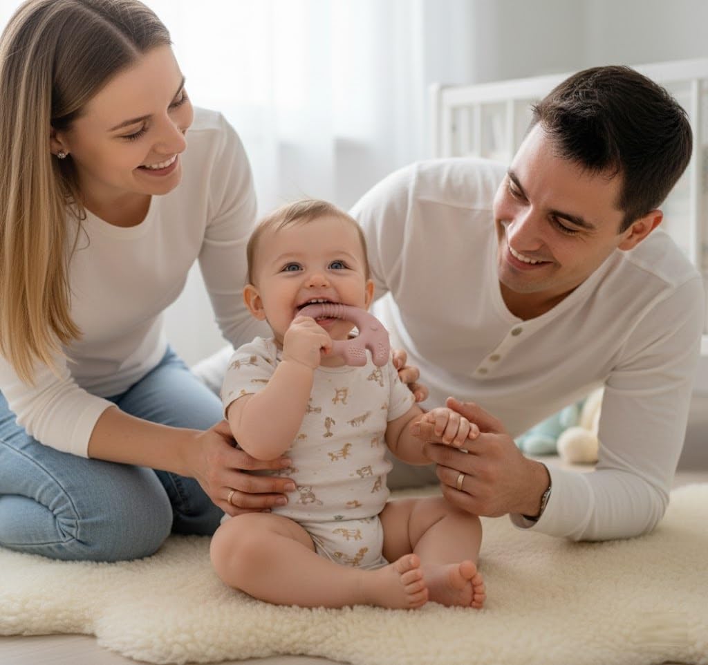 UCRAVO Pink Elephant Silicone Baby Teether for Babies 3+ Months BPA Free Food Grade Silicone Teething Toy | Soft Chewable Elephant Teether | New Born,Toddler Infant Gum Relief & Sensory Teething Toy