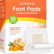 UCRAVO 30 Herbal Foot Detox Pads Ginger Based Foot Care Patches for Daily Wellness & Night Natural Foot Therapy Pads with Ginger Root & Curcumin for Men & Women Relaxing Overnight Foot Care Stickers