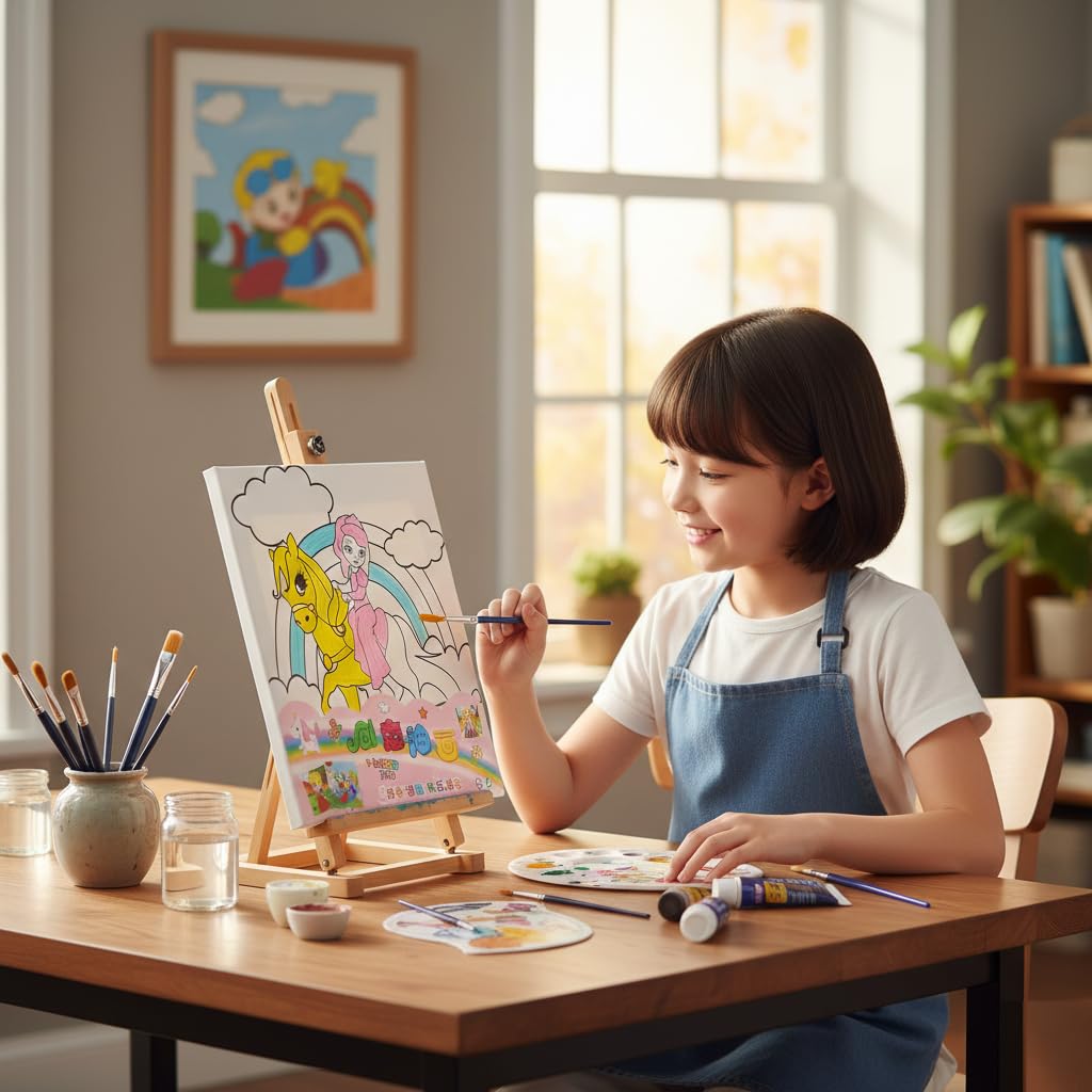 UCRAVO 2 PCS Kids Canvas Painting Craft Set with Paints & Brushes DIY Art & Coloring for Children,Creative Educational Drawing Toy for Home,School Art Projects,Birthday Gift,Fun Drawing Activity Set