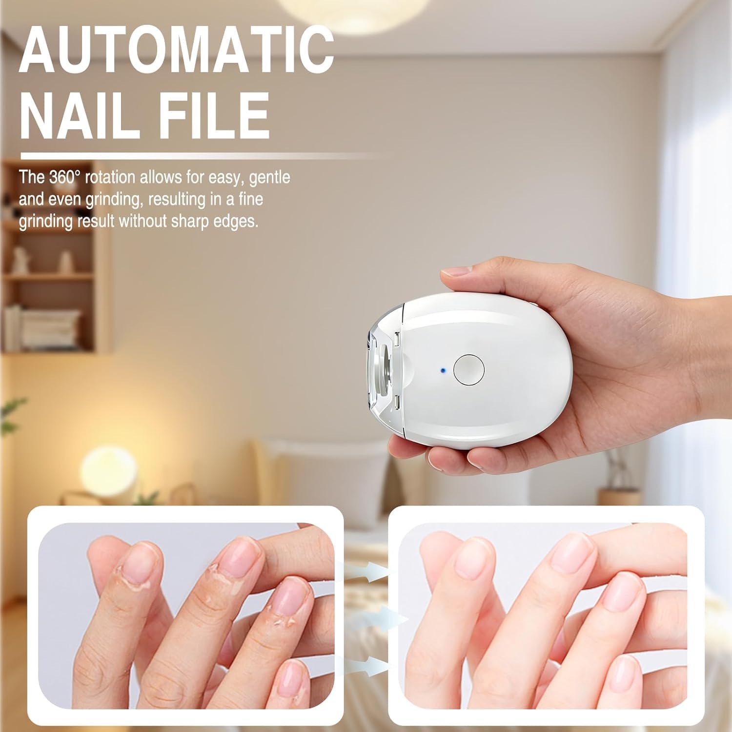 UCRAVO Portable Electric Nail Clipper Automatic Fingernail Grinder with LED Light,3 Adjustable Speeds,Silent Nail Cutter & Polishing Machine, USB Rechargeable Trimmer for Baby, Kids, Adults & Seniors