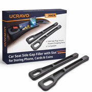 UCRAVO 2 Pack Car Seat Side Gap Filler with Storage Slot for Phone, Cards,Coins & Wallet Universal Car Seat Crevice Blocker Organizer Cushion Strip Anti Drop Gap Plug Interior Accessories Compatible
