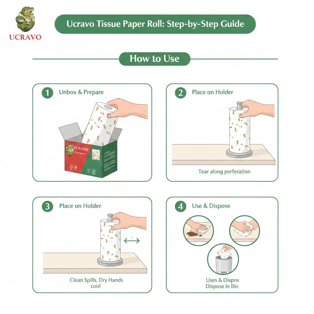 UCRAVO 2 Reusable Kitchen Paper Towel Roll Set | Washable Cleaning Cloth Rolls Super Absorbent Multipurpose Paper Towel for Oil Cleaning, Water Absorption, Kitchen Slab, Sink, Dining Table & Home Use