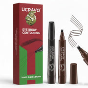 UCRAVO Eyebrow Pen Set Black & Brown 4 Tip Microblading Brow Pencil Combo Pack Waterproof Smudge Proof Long Lasting Eyebrow Marker for Natural Hair Like Brows,Thin Sparse Eyebrows & Professional Look