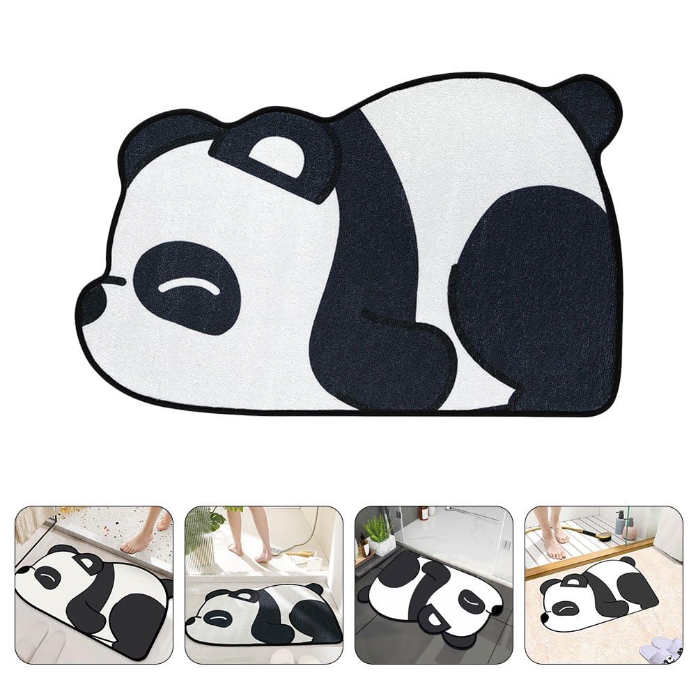 UCRAVO 1pcs Super Absorbent Floor Mat, Bath Mat Soft Carpet, Non Slip Cute Bath Mat, Panda Design, Water Absorbent Washable Quick Dry Bathroom Carpet Floor Doormat Dirt Barrier Cushion Mat(Size 40*60)