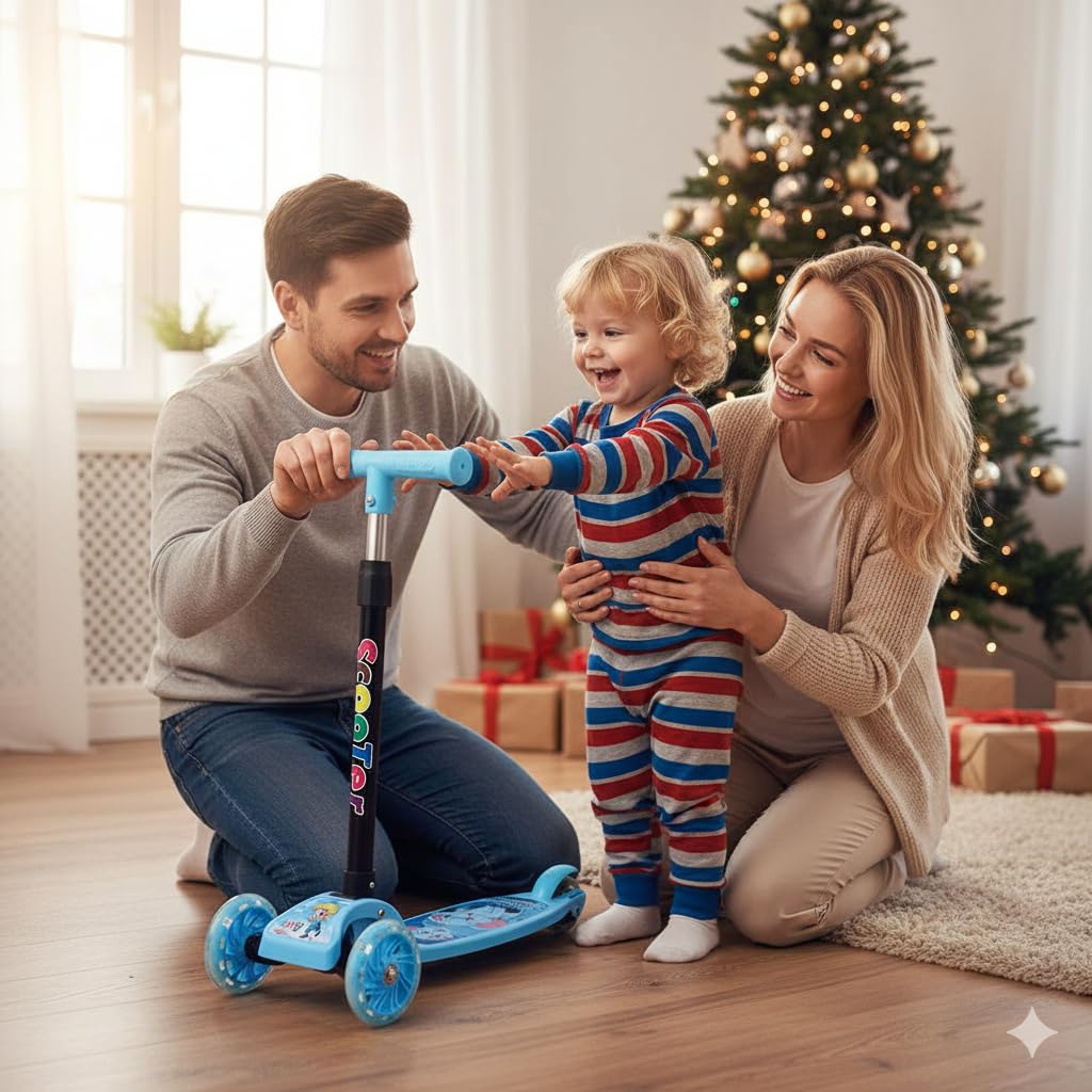 UCRAVO Kids 3 Wheel Scooter for Boys & Girls Adjustable Height Kick Scooter for Toddlers & Kids Lean to Steer Baby Scooter with LED Wheels Anti-Slip Deck Indoor Outdoor Ride-On Toy for Age 2–6 Years