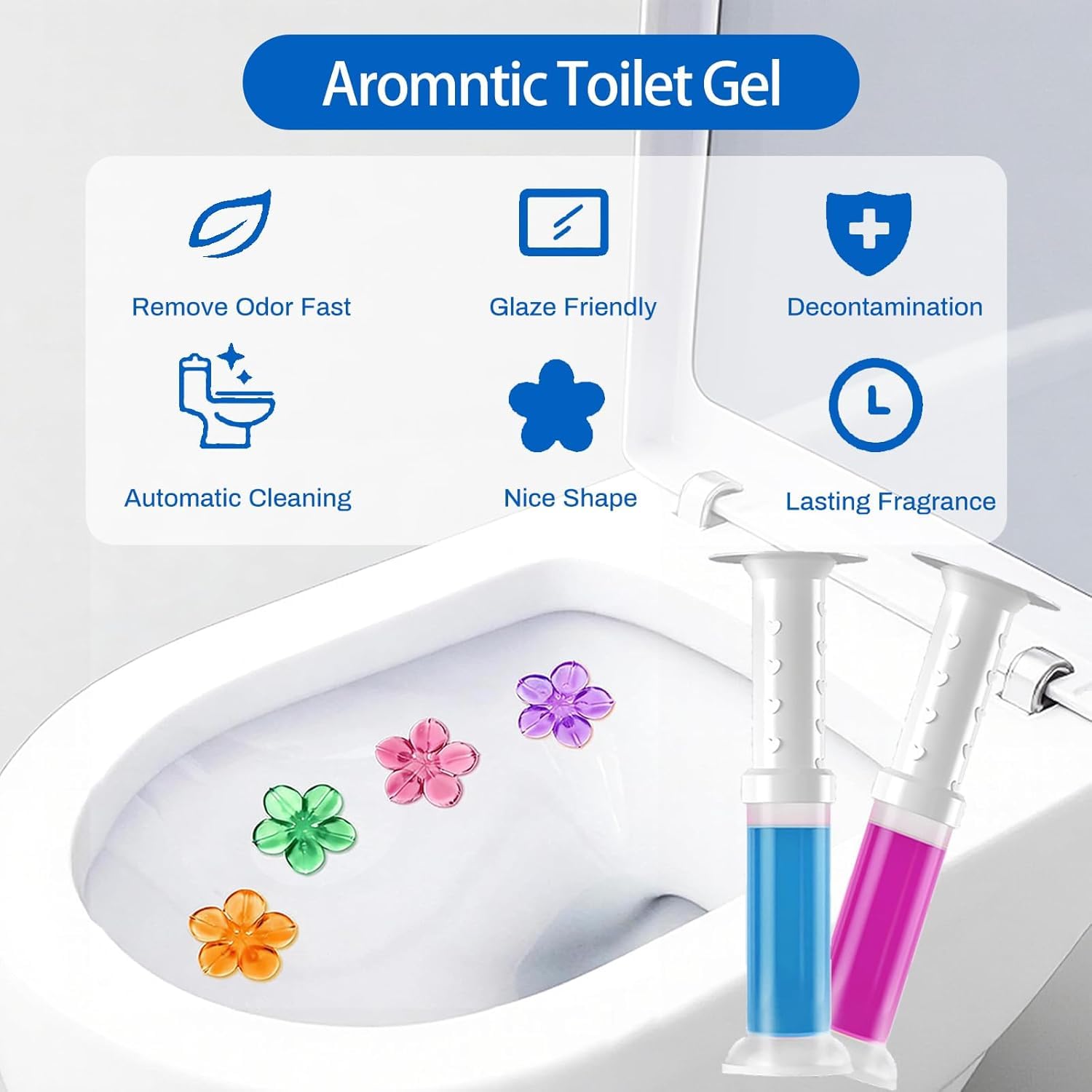 UCRAVO Toilet Cleaning Gel Stamp with Applicator | Automatic Toilet Bowl Freshener | Long Lasting Floral Toilet Cleaner Gel | Bathroom WC Rim Cleaner & Deodorizer | Pack of 1 Applicator + Gel