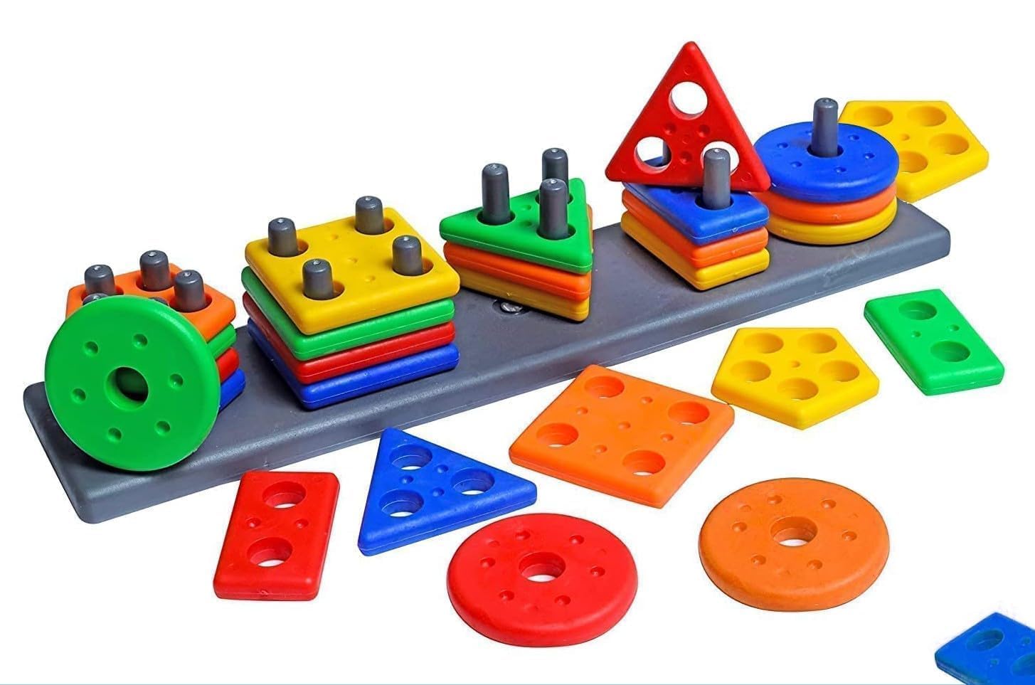 UCRAVO Montessori Toys for Boys Girls Toddlers, Sorting and Stacking Preschool Educational Toys, Color Recognition Stacker Shape Sorter Learning Puzzles, Motor Skill Toy - 3-5 Year