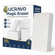 UCRAVO Magic Eraser Cleaning Sponge Pack of 6 No Scratch Multi-Surface 4X Stronger Removes 100+ Tough Stains Long Lasting Just Add Water, Kitchen Accessories Items for Home, Bathroom & Switch Boards