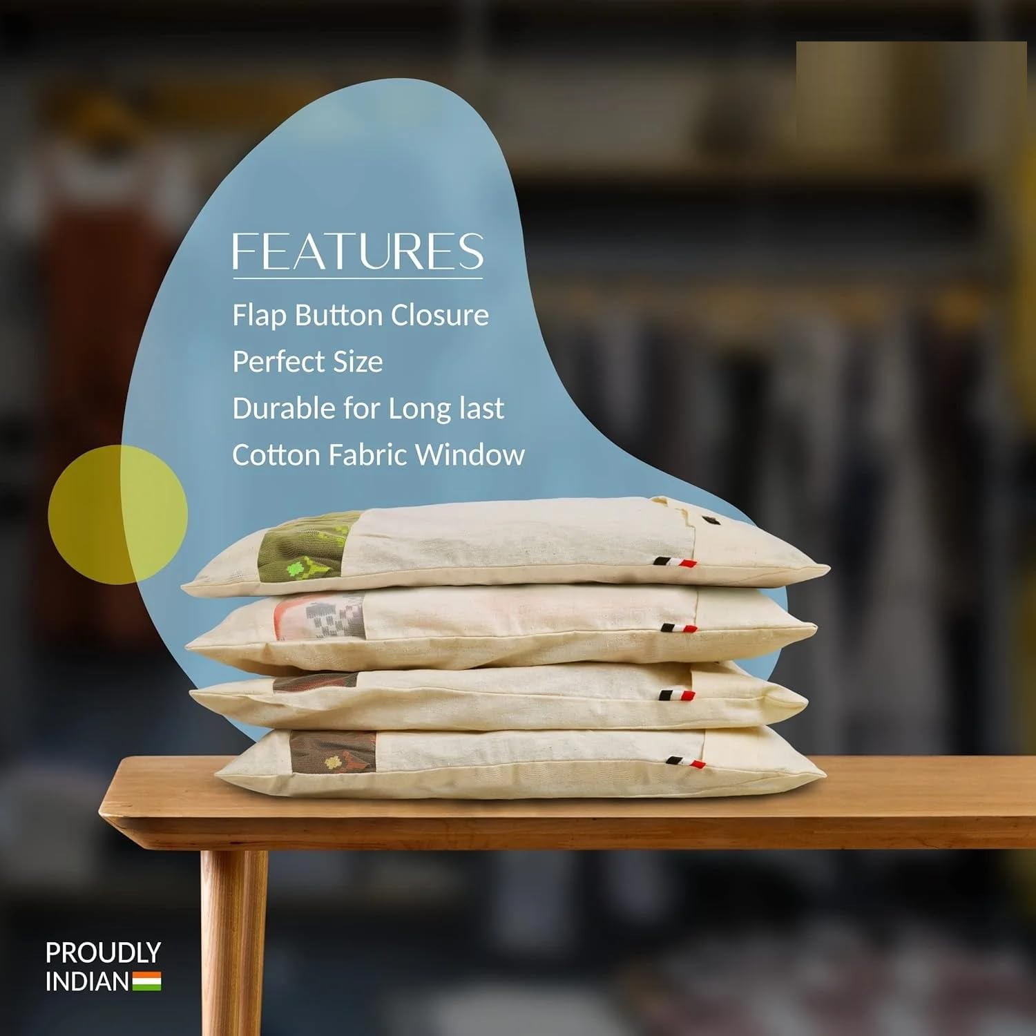 UCRAVO Pack of 6 Saree Bags Single Packing Saree Cover with Zipper Clothes Bags for Storage Mesh Window Cloth Storage Bags Set | Clothes Bags and Wardrobe Organizer with Transparent mesh window Set