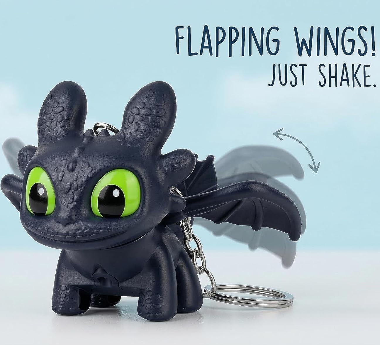 UCRAVO Dragon Keychain Toy with LED Light & Moving Wings – Night Fury Glowing Dragon Keyring | Mini Fantasy Creature Keychain for Car Keys, Bike, Backpack Accessory, Bag Charm & Kids Gift