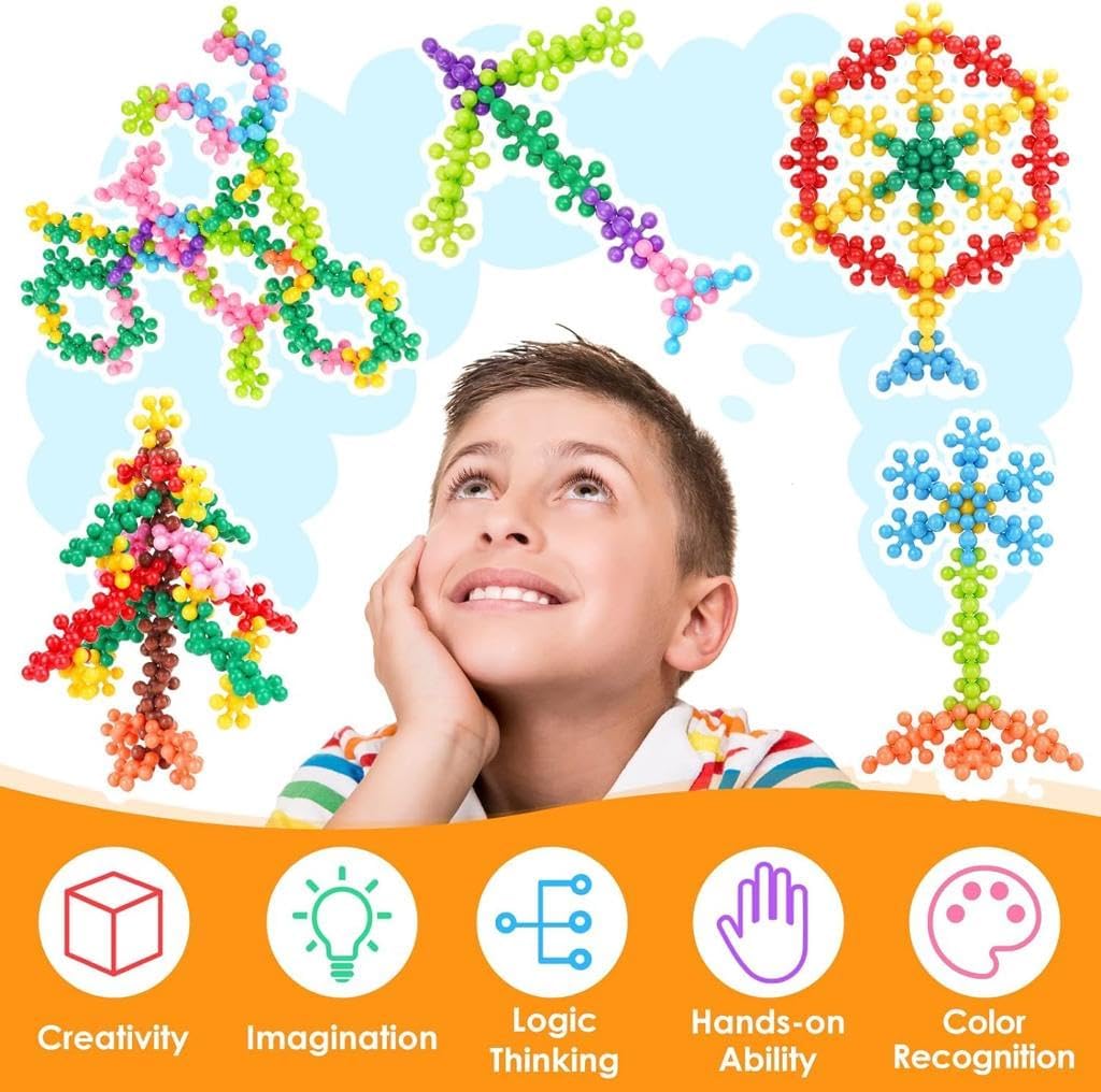UCRAVO 25 Pcs Star Links Building Blocks Discs Set Interlocking Solid Plastic Building Blocks Set Stem Educational Toy for Kids Safe Learning Promotes Fine Motor Skills Sensory Development