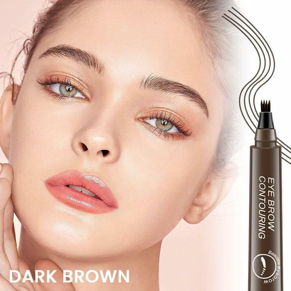 UCRAVO Eyebrow Pen Set Black & Brown 4 Tip Microblading Brow Pencil Combo Pack Waterproof Smudge Proof Long Lasting Eyebrow Marker for Natural Hair Like Brows,Thin Sparse Eyebrows & Professional Look