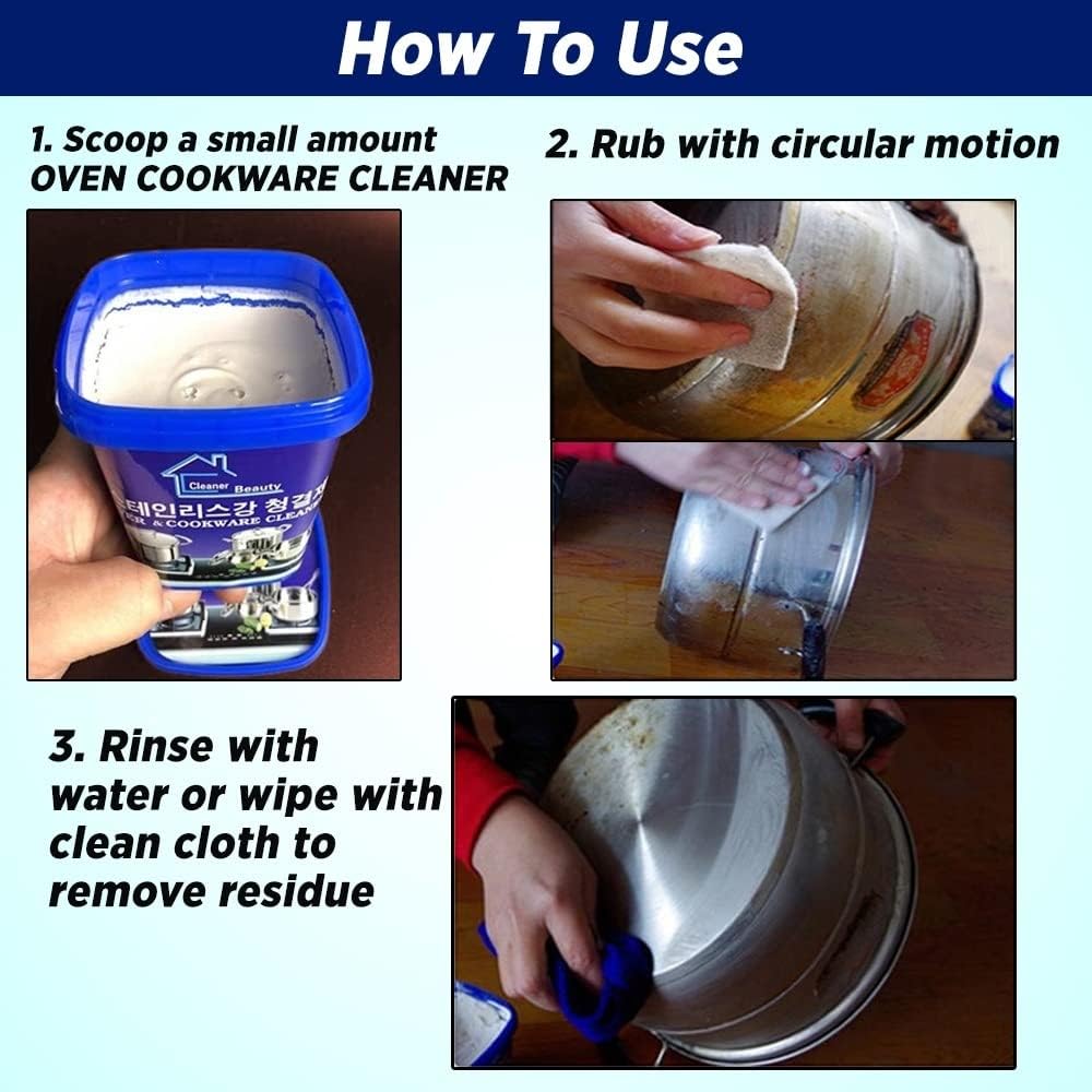 UCRAVO Multipurpose Quickly Cleaner & Polish Remover Paste Stainless Steel Oven, Cookware & Kitchen Surface Cleaner Heavy Duty Grease,Stain,Rust & Tarnish Remover Pots,Pans, Sinks Appliances & Metal