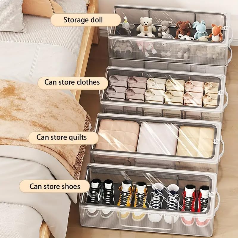 UCRAVO 27 L Shoe Organizer Box Set, 6PCS Foldable & Stackable Shoe Storage Bins with Clear Window & Lid, and Front Window Closet Shoe Box for Entryway, Underbed, Bedroom