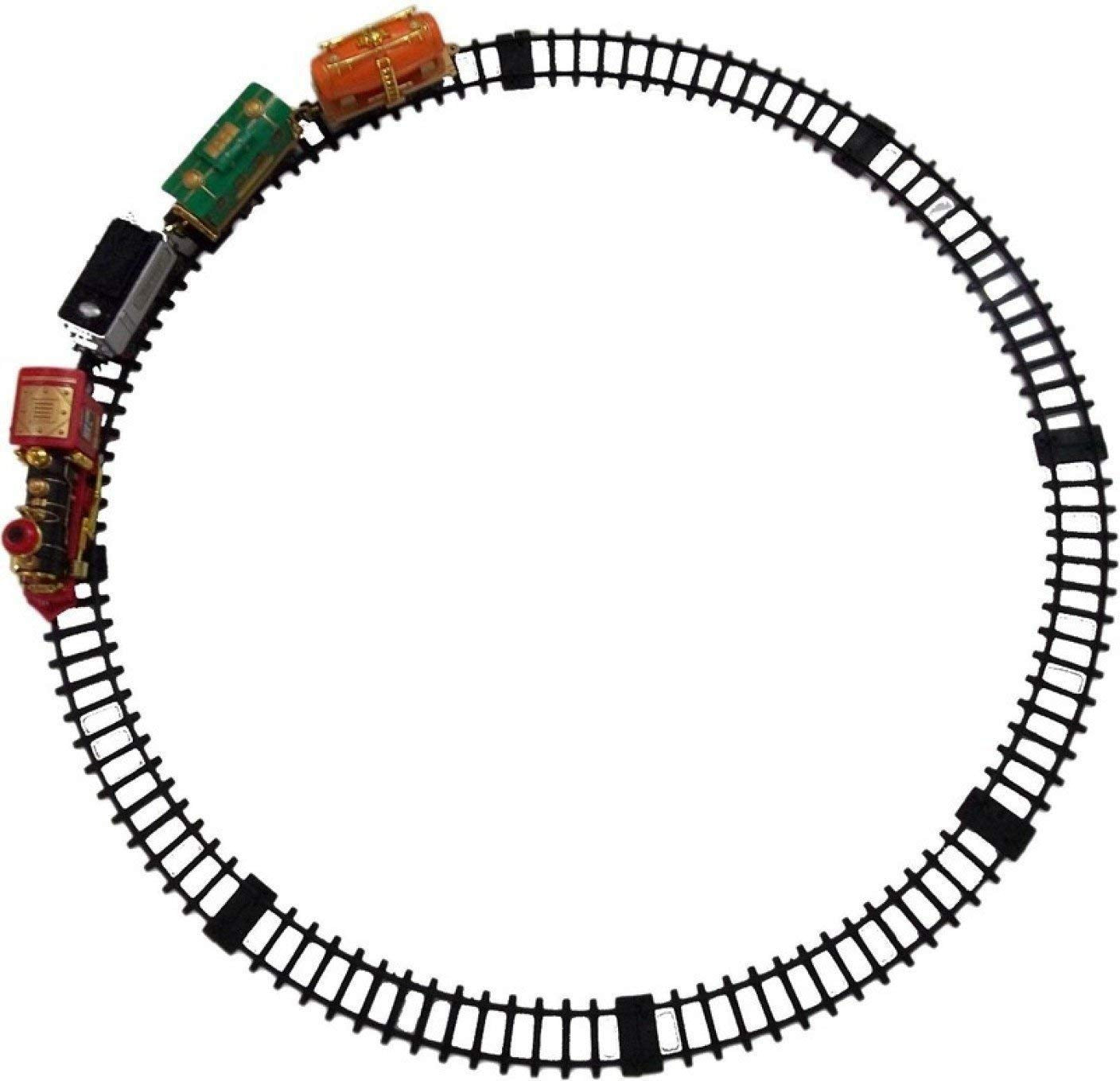 UCRAVO Electric Toy Train Set with Real Smoke, Lights Sound Steam Engine Railway Track Set for Kids 3+ Years, Battery Operated Classic Train with Cargo Coaches,Musical Train Toy Gift for Boys & Girls