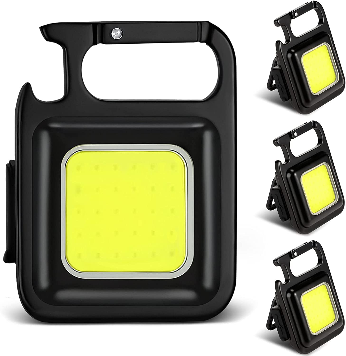 UCRAVO Mini LED Flashlight Keychain Torch COB Work Lights 500 Lumens Rechargeable Waterproof Portable Pocket Lamp with Magnetic Hook Bottle Opener for Camping Emergency Repairs Pack of 1