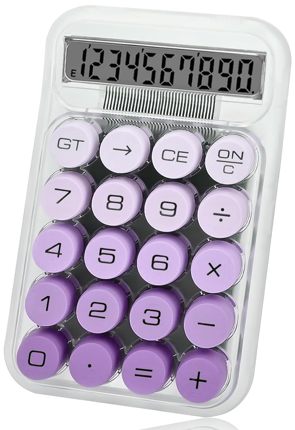 UCRAVO Aesthetic Keypad Calculator, 10-Digit Clear Display, Purple Typewriter Style Mechanical Switch Buttons, Small Basic Calculator for Home Office Desk Decor