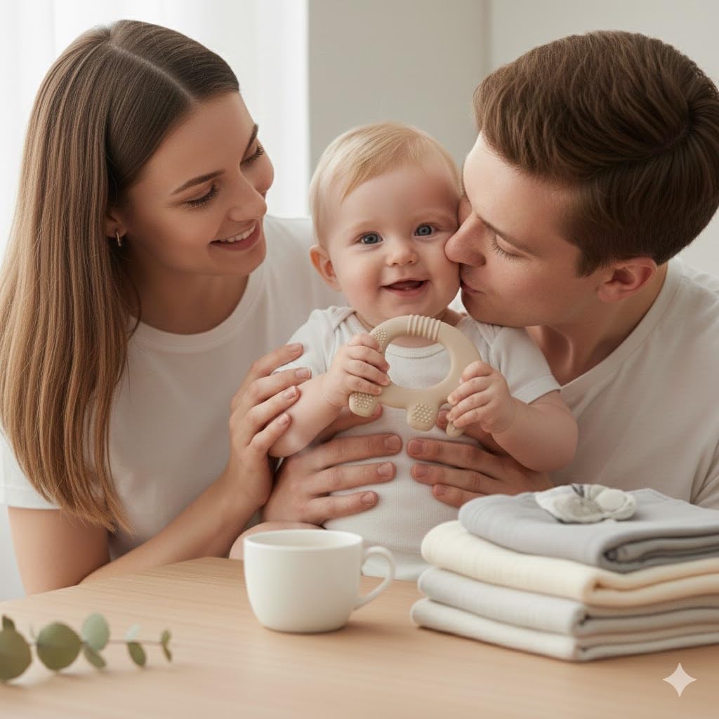 UCRAVO Beige Cream Elephant Baby Teether Toy, 100% Food-Grade Silicone Non-Toxic, Freezer Safe Infant Gum Massager, Easy Grip, Soothing Pain Relief Chew Toy for Newborns & 3+ Months