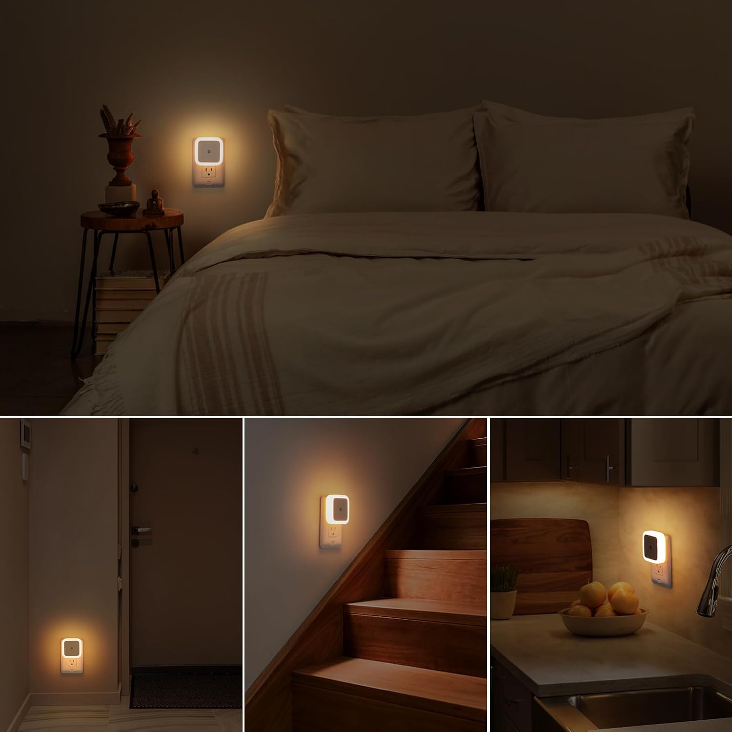 UCRAVO Plug Night Light, NightLights Plug into Wall 1 Pc, Plug in Night Light, Dusk to Dawn Safety Lighting for Bedroom,Bathroom,Stairs,Nightlight Led for, Hallway Warm White