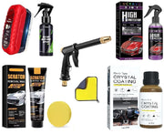 UCRAVO 6-Piece Car Detailing Kit | High Pressure Metal Water Gun | 3-in-1 Ceramic Coating Spray | Scratch Removal Wax | Crystal Plastic Coating | Glass Anti-Fog Spray | Full Restoration Combo