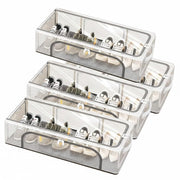 UCRAVO 27 L Stackable Shoe Storage Boxes, 4PCS Foldable Shoe Organizer Bins with Lid & Clear Front, Closet Shoe Containers for Bedroom, Hallway & Under Bed Clear Front Storage Bins