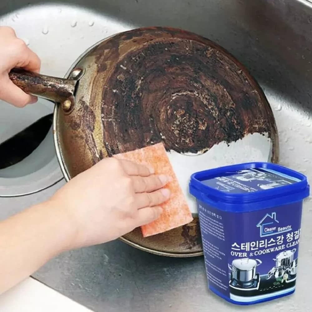 UCRAVO Multipurpose Quickly Cleaner & Polish Remover Paste | Stainless Steel Oven, Cookware & Kitchen Surface Cleaner | Heavy Duty Scrub, Degreaser, Stain Remover, Polish & Shine Paste for ALL