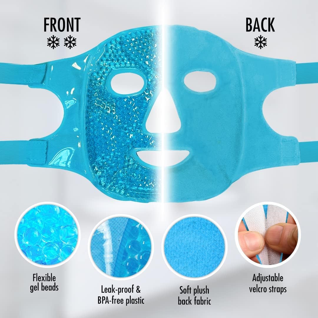 UCRAVO Ice Face Mask Cold Face Eye Mask,Reduce Puffiness, Bags Under Eyes, Puffy Dark Circles,Face SPA for Woman Sleeping, Pressure, Headaches, Skin Care Gel Beads Hot Heat Cold Compress Pack