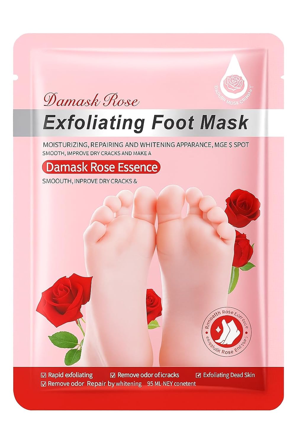 UCRAVO Red Foot Peeling Mask for Dead Skin Removal, Exfoliating Foot Peel Mask Socks for Cracked Heels, Callus & Dry Feet Repair, Baby Soft Smooth Feet Spa Treatment at Home for Men & Women (1 Pair)