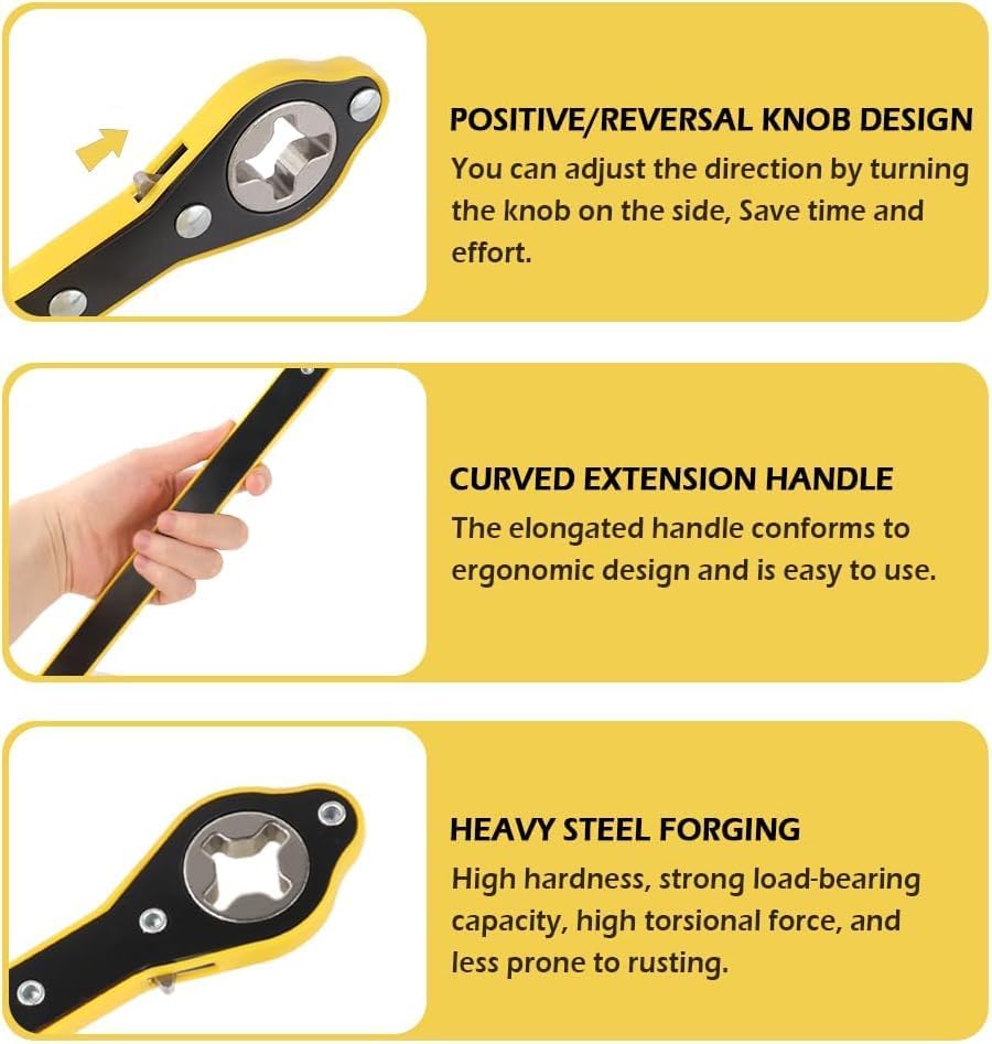 UCRAVO Labor-Saving Jack Wrench for Car, Truck & SUV | 360° Swivel Ratchet Wrench with Positive/Negative Reversal | Heavy Duty Lug Nut Remover Tool | Universal Jack Kit