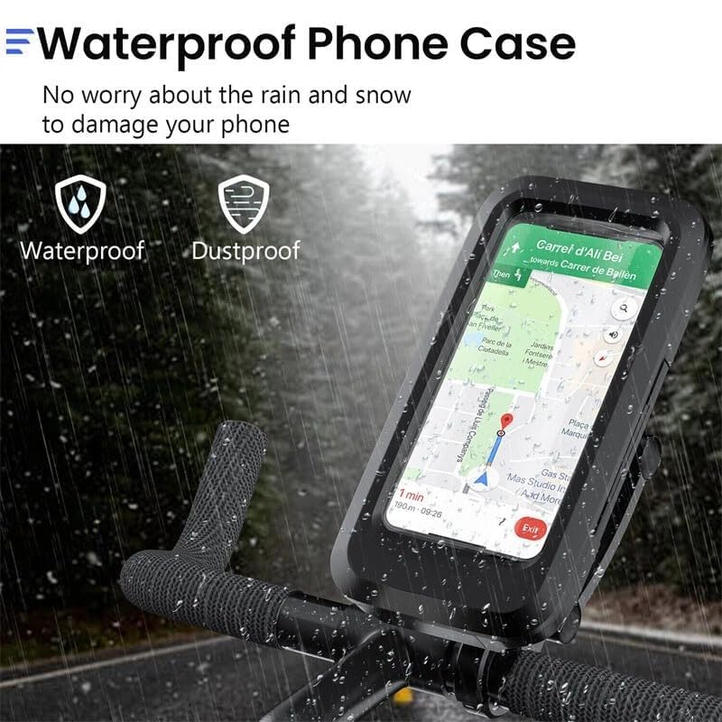 UCRAVO Bike Mobile Holder with 360° Rotation Anti-Slip Motorcycle Phone Mount Universal Bicycle Mobile Stand with Strong Grip & Shockproof Design Adjustable Handlebar Phone Holder for GPS Navigation